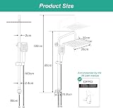 OFFO Colonna Doccia Senza Miscelatore, Asta Doccia Saliscendi con Soffione Pioggia 30x30cm e Doccetta 3 Getti, Asta Doccia Regolabile in Altezza 86-120cm, Tubo Acciaio Inox Antitorsione 1.6m, Cromo - 2