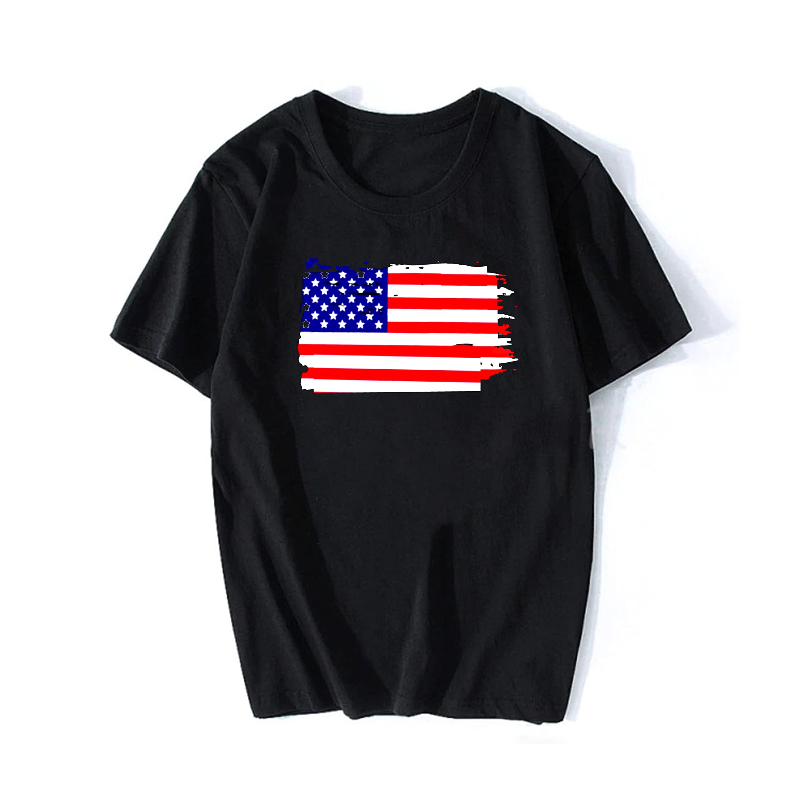 TeeWinkPremium Unisex Bio-Washed Half Sleeve USA Flag Printed Solid Color Casual Round Neck T-Shirts | Regular fit Stylish Latest Collection
