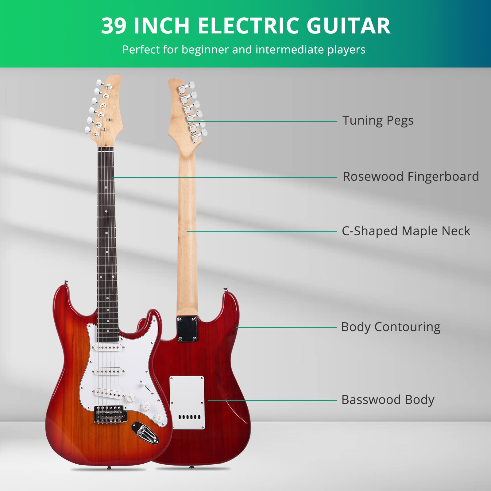 Amazon.com: Ktaxon 39 Inch Electric Guitar, Full-Size Beginner