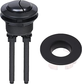 Toilet Flush Button and Sink Overflow Cap Kit, 38mm Black Dual Flush Push Button for Toilet for Upgrade Your Bathroom Cistern Tank Toilets Tank Replacement Accessories
