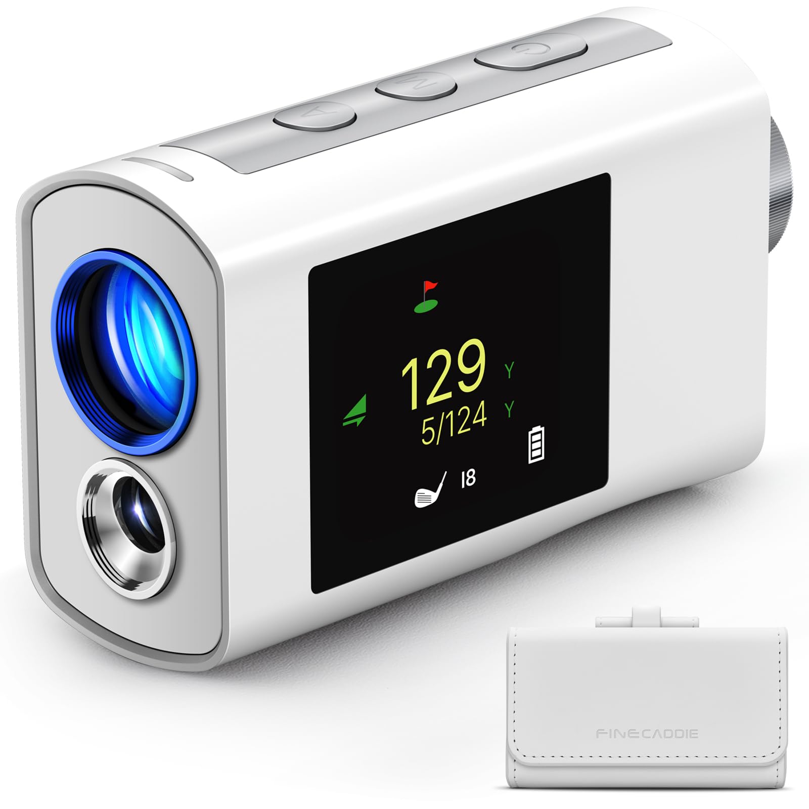 FINEDIGITAL (FineVu & FineCaddie) FineCaddie UPL2000 Golf Rangefinder with Slope, Dual Display (External LCD & Viewfinder), 0.1s Measurement, Fast Pin Lock with Vibration, 1125-Yard Range, ±1 Yard Accuracy, Lightweight 4.0 oz, White