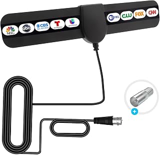 Antenna TV Digital Indoor,360°Reception,Support 4K 1080p, Detachable Signal Amplifier-Signal Booster,10ft Coaxial HDTV Cable, Portable HD TV Antenna