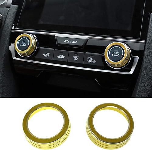 GZXinWei Anillo de aluminio con control de clima de CA para Honda 10ª generación Civic 2016 2017 2018 2019 2020 Oro,Azul,Rojo
