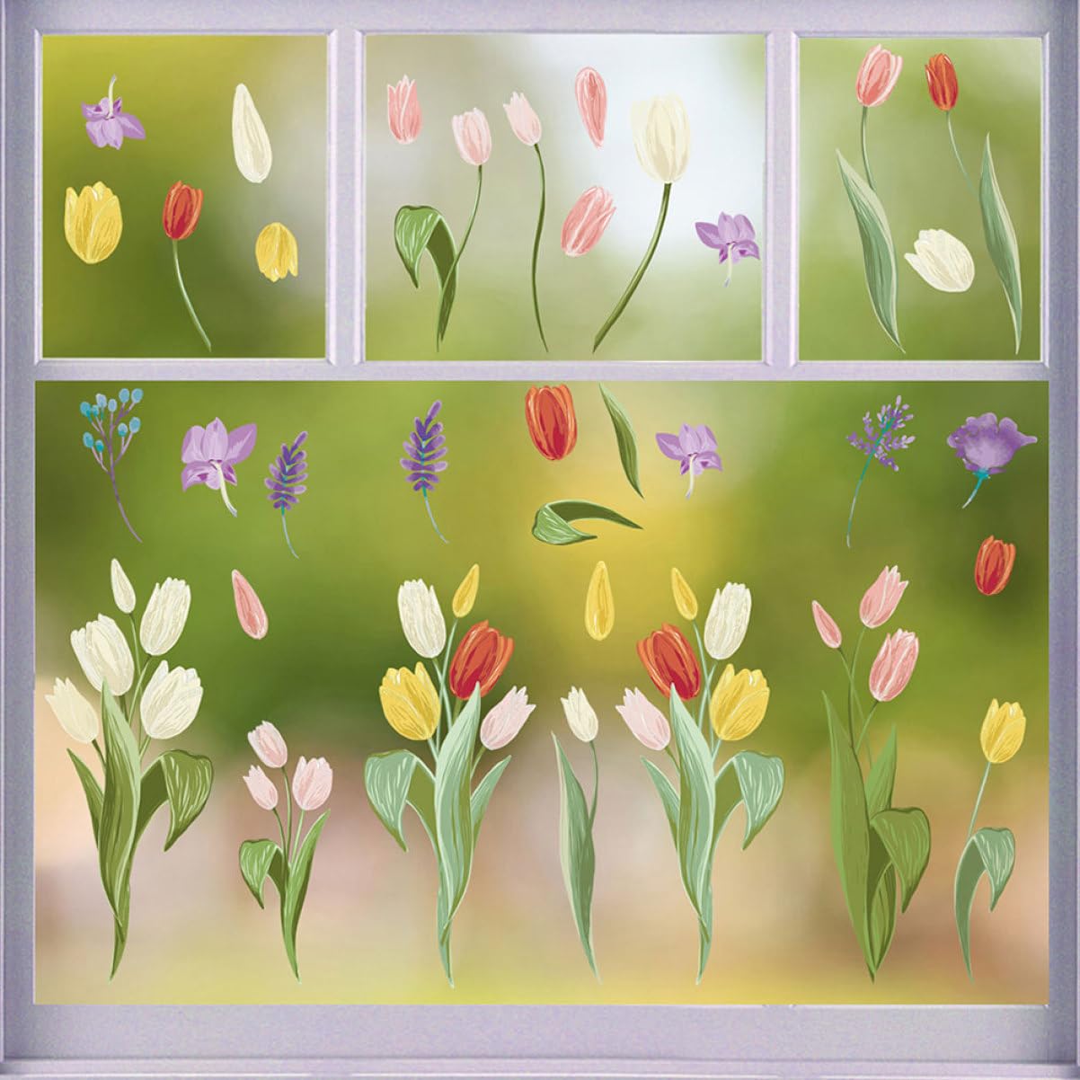 Alipis 3sätze Dekorative Tulpen Fensterbilder Doppelseitige Statische Aufkleber Für Glas Selbstklebend Kinderfreundlich Für Fensterdekoration Im Wohnzimmer Und Klassenzimmer