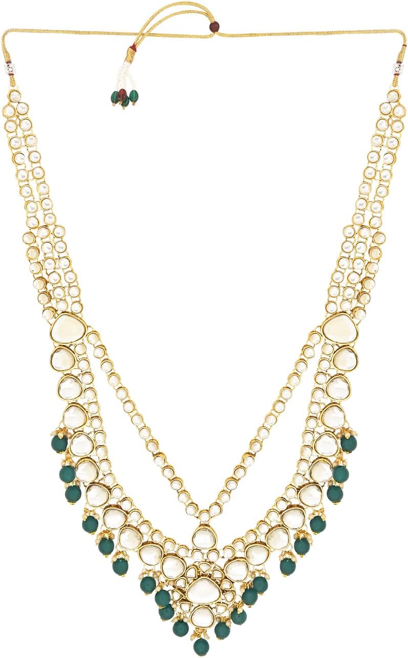 I Jewels Indian Wedding Collection Traditional Ethnic Gold Plated Pearl & Kundan Stone Work Bridal Jewellery Set For Women