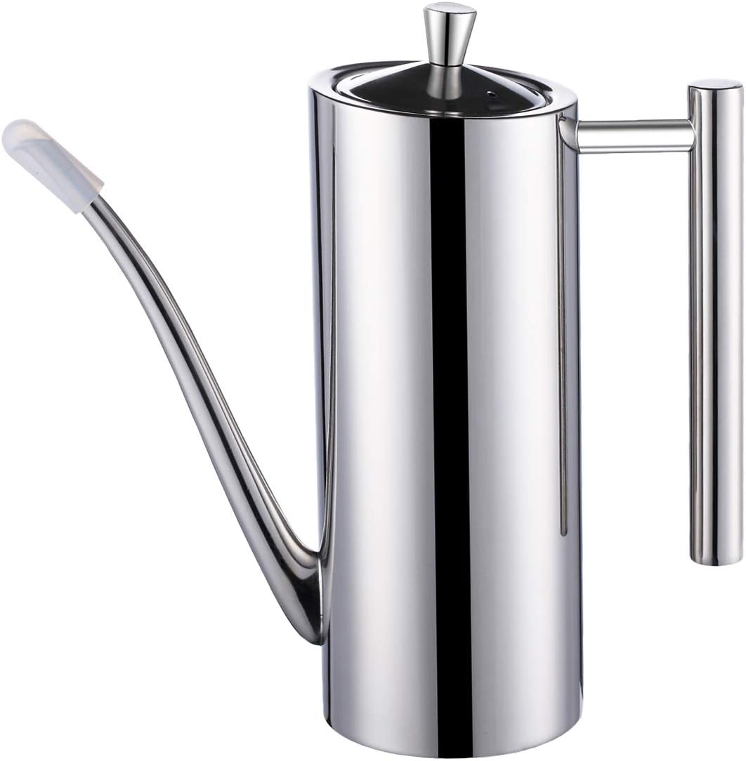 Sumerflos Olive Oil Dispenser Bottle Stainless Steel, 700ml/24oz Drip-Free Pouring Oil Pot, Large Oil Storage Container for Salad and Kitchen Cooking