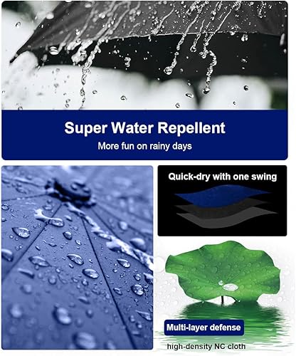 Miniatura 6 de Matakul Paraguas plegable, paraguas de viaje resistente al viento, paraguas automático, 12 varillas, paraguas fuerte y compacto para viento y