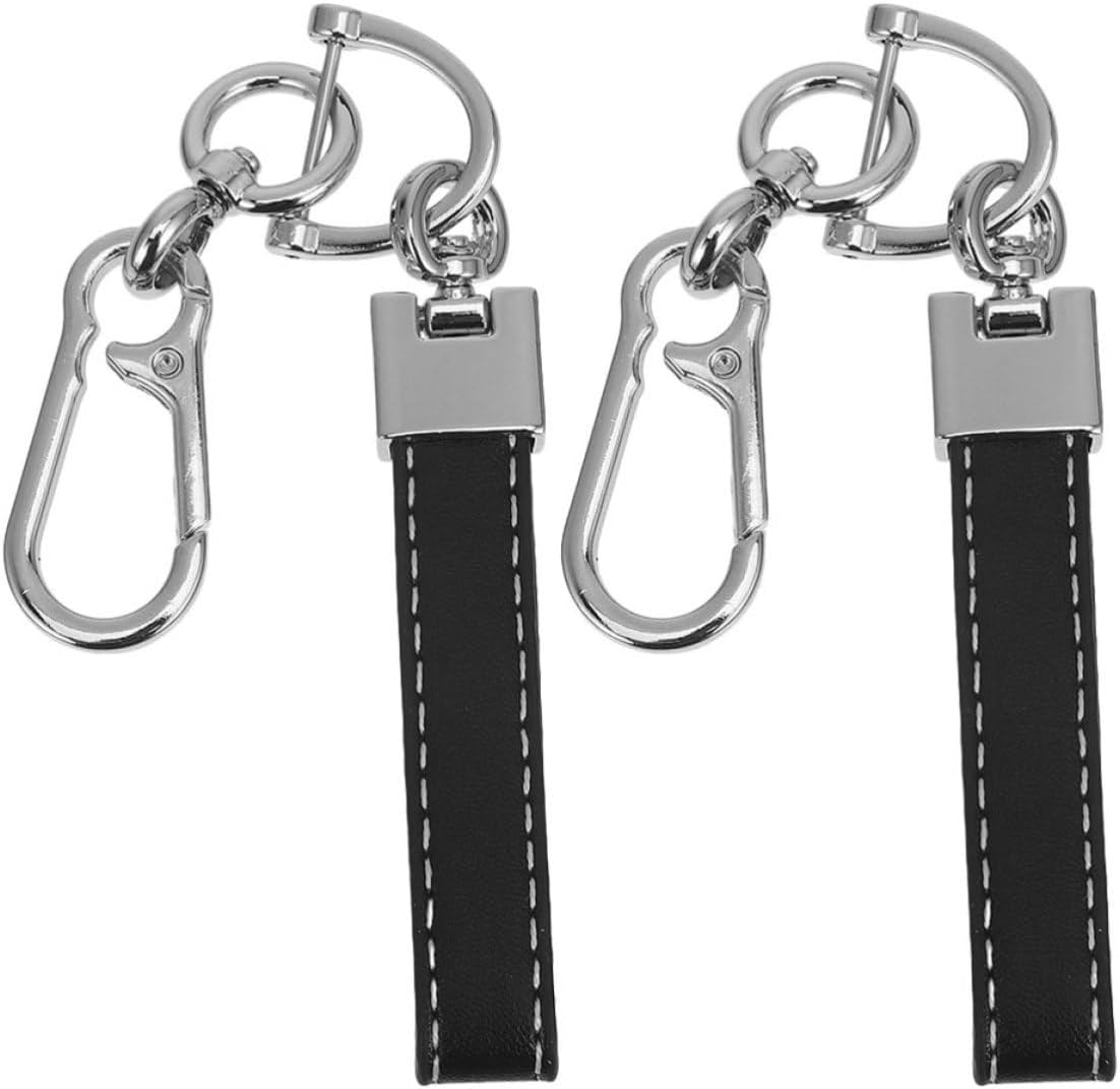 NOLITOY 2pcs Vintage Keychain Pendant for Car Keys, PU Aluminum Alloy Black