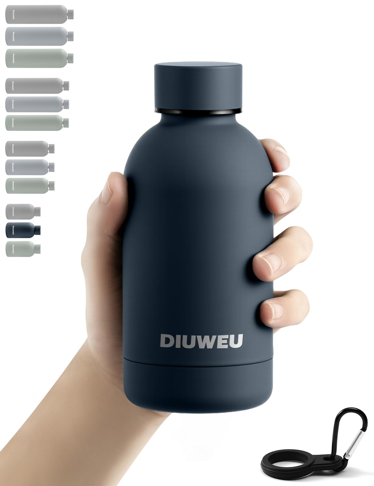 Stainless Steel Water Bottle Double Wall, Insulated Metal Water Bottle with Clip, 350ml/500ml/750ml/1L, BPA Free, 24hrs Cold & 12hrs Hot, Suitable for Sports, Camping, Hiking, Cycling, Gym, Travel
