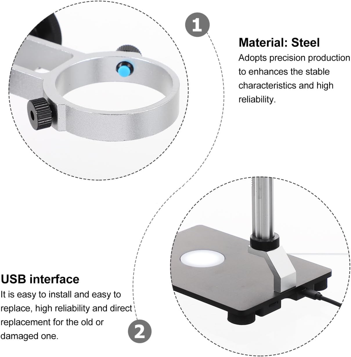 TEHAUX 1Pc Adjustable Microscope Stand with Light Source Lifting Support Rack for Easy Installation Stable Microscope Bracket for Lab Use Industrial Camera Holder with Inner