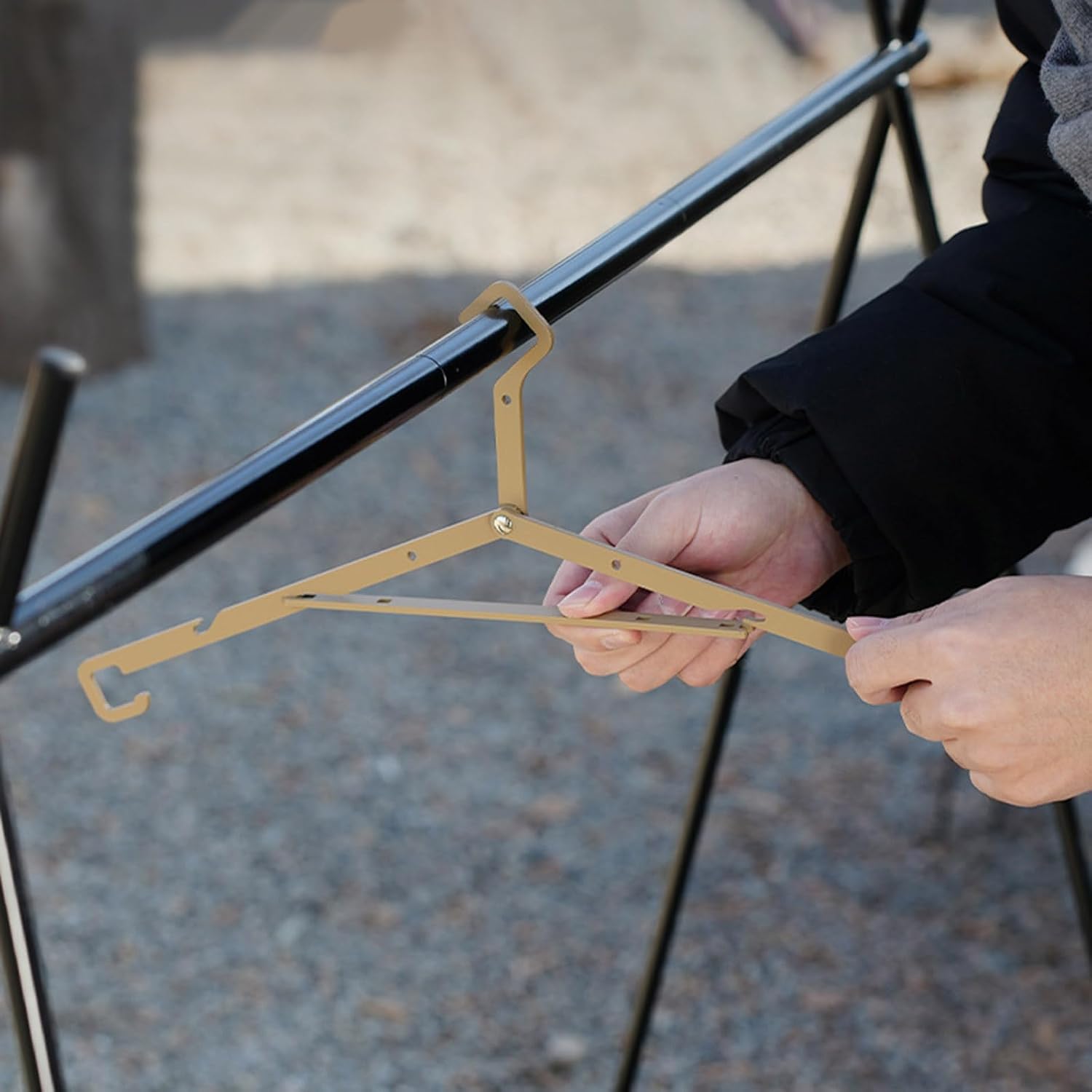 Camping Gear, 2pcs Portables Folded Clothes Drying Rack Space Saving Hangers Compacts Hangers for Travel and Outdoor Camping image 4