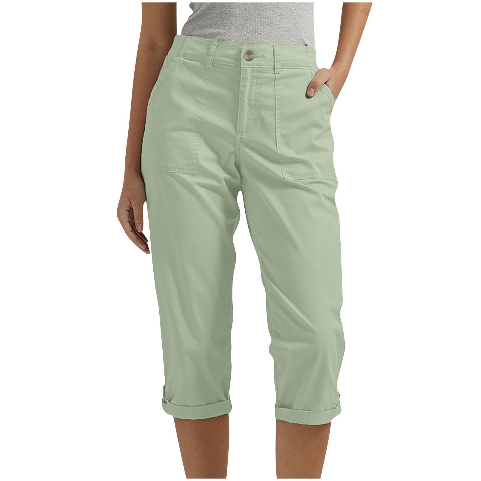 Pantalon capri droit doux extensible et doté de poches pratiques - 8