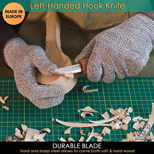 BeaverCraft S01L Set di coltelli per intaglio di cucchiai di legno Kit di strumenti per la fabbricazione di cucchiai Coltello da intaglio Coltello a uncino per mancini Ciotola Tazza Kuksa - immagine 4
