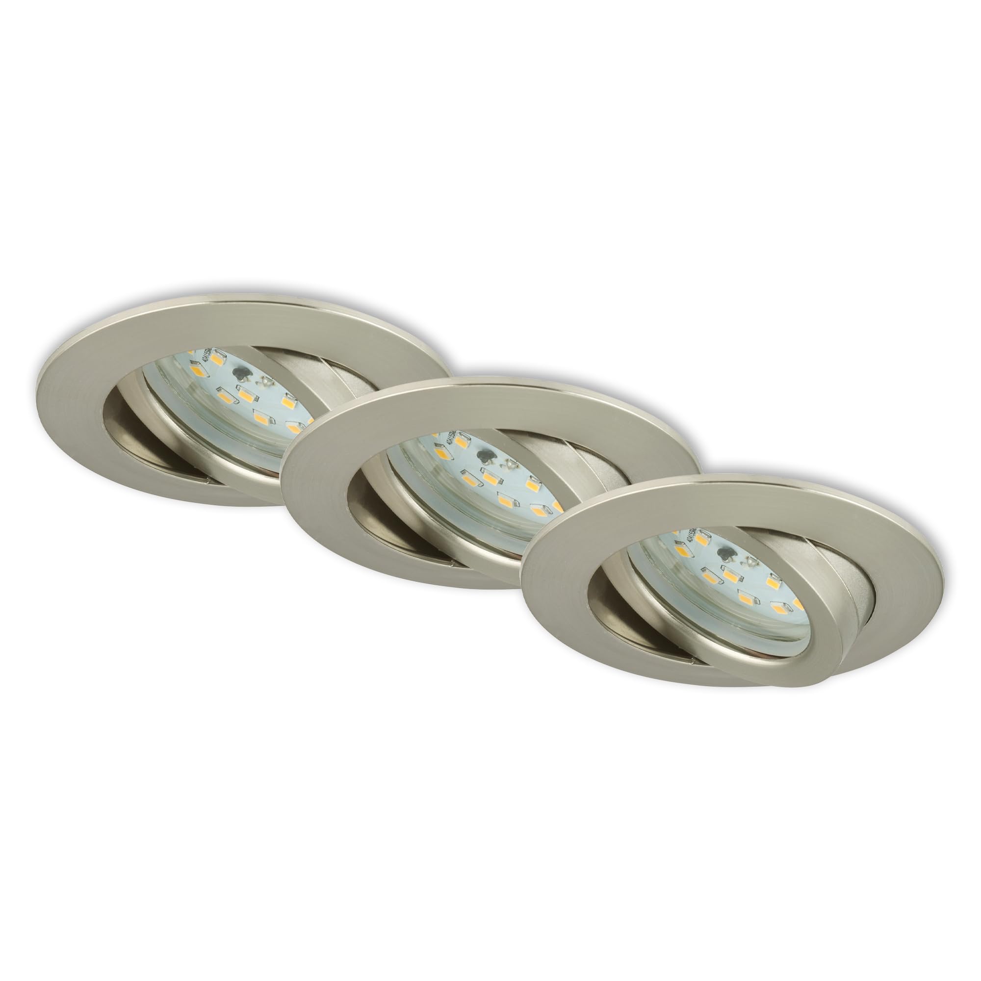 BRILONER LED Einbauleuchten Attach matt-nickel 3er Set Deckenspot Lampen