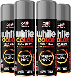 Kit 4 Tintas Spray Alta Temperatura Prata Roda Escapamento Motor Forno Fogão Churrasqueira