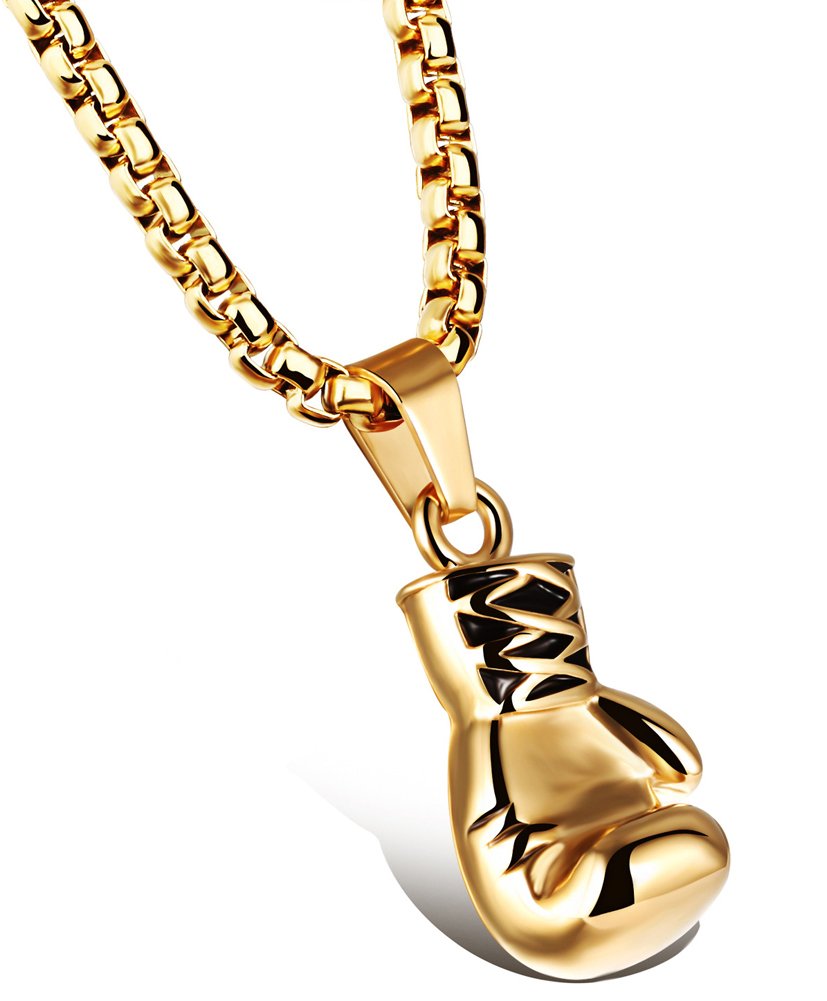 Hamoery Men Women Punk Stainless Steel Boxing Glove Chain Pendant Necklace