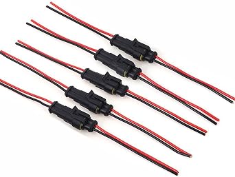 Medsuo 5 Sets 2 Pin Way Car Auto Super Sealed Waterproof Electrical Connectors Plug Socket Kit with Wire AWG Gauge Marine