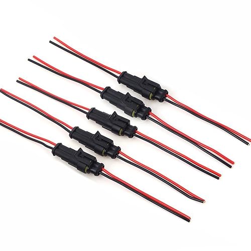 Medsuo 5 Sets 2 Pin Way Car Auto Super Sealed Waterproof Electrical Connectors Plug Socket Kit with Wire AWG Gauge Marine