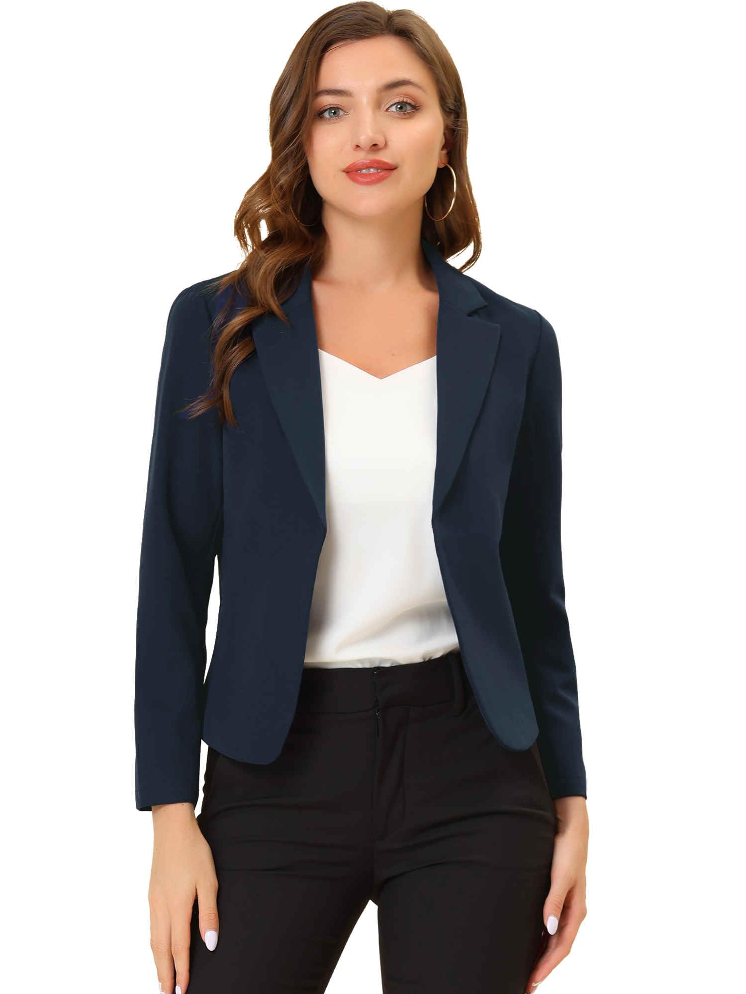 Allegra K Women's Notched Collar Open Blazer Casual Jacket Office Jacket