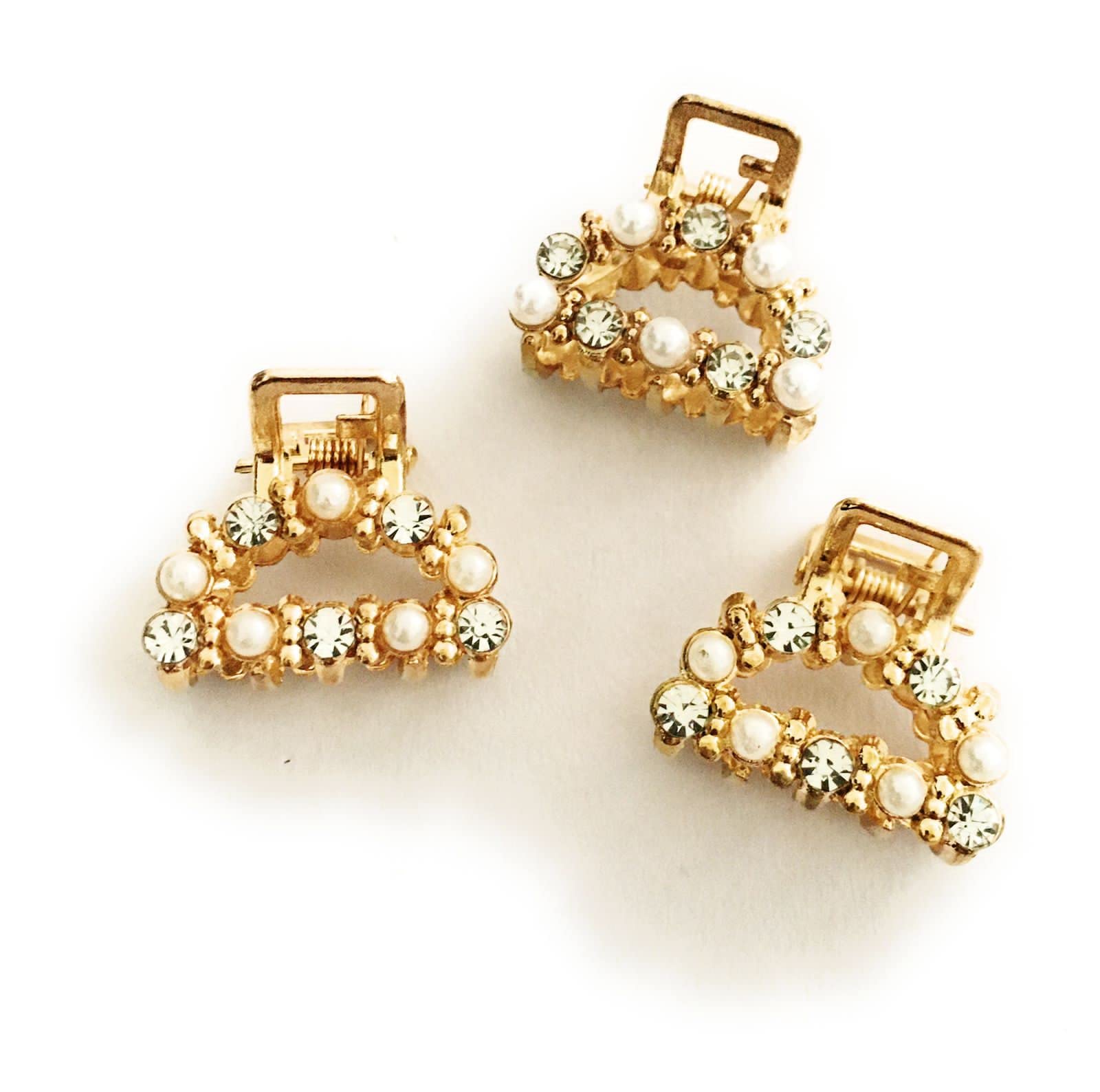stones hair clips for women and girls small size gold color claw clips set (pack of 3) fancy hair pins center clips side pins for few strands of hair (B0BZV9W8NM) Amazon Price History, Amazon Price Tracker