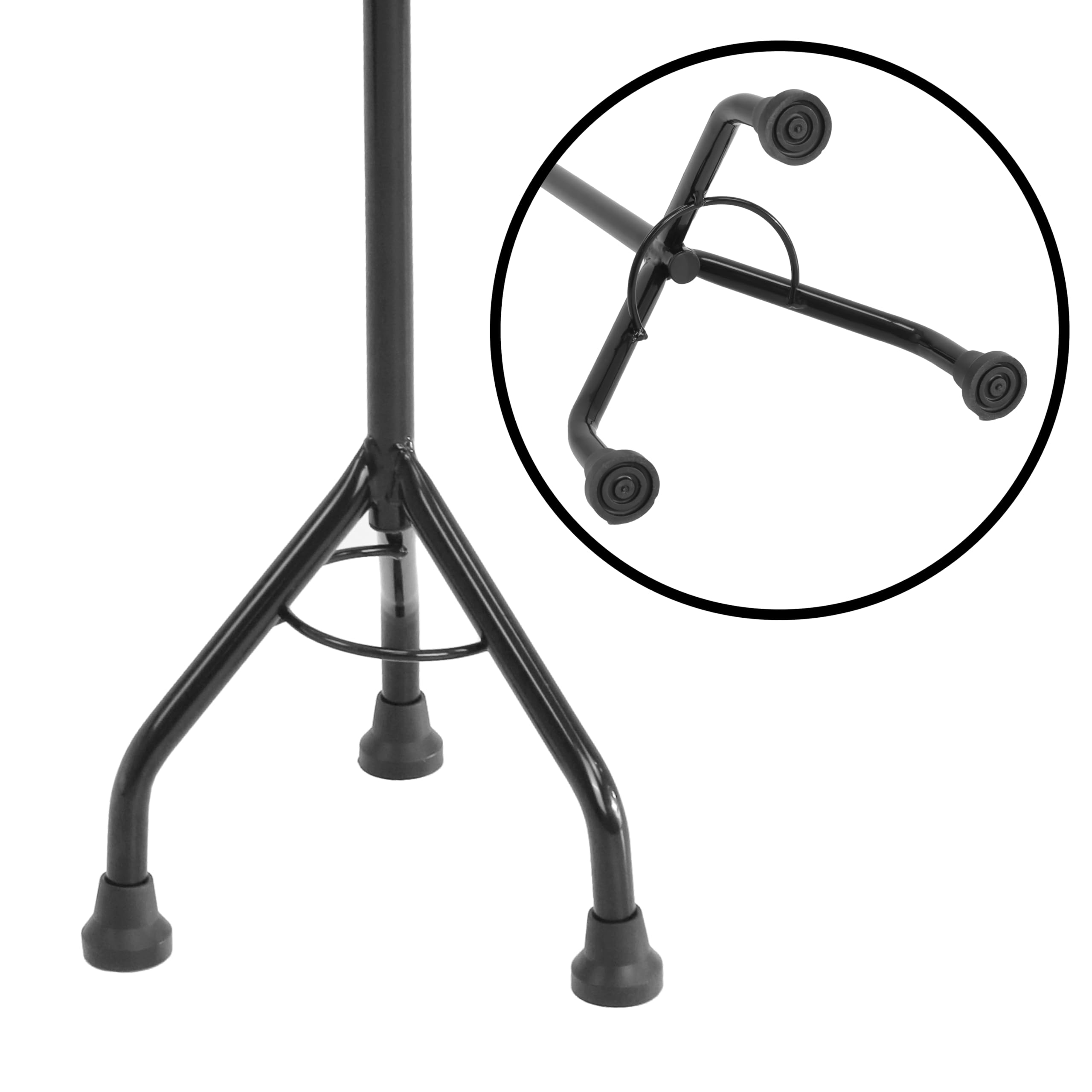 PEPE Mobility Canne Tripode de Marche Réglable (72,5–95,5 cm), Canne 3 Pieds en Acier et Aluminium, 3 Embouts Antidérapants, Jusqu’à 100 kg, Noir