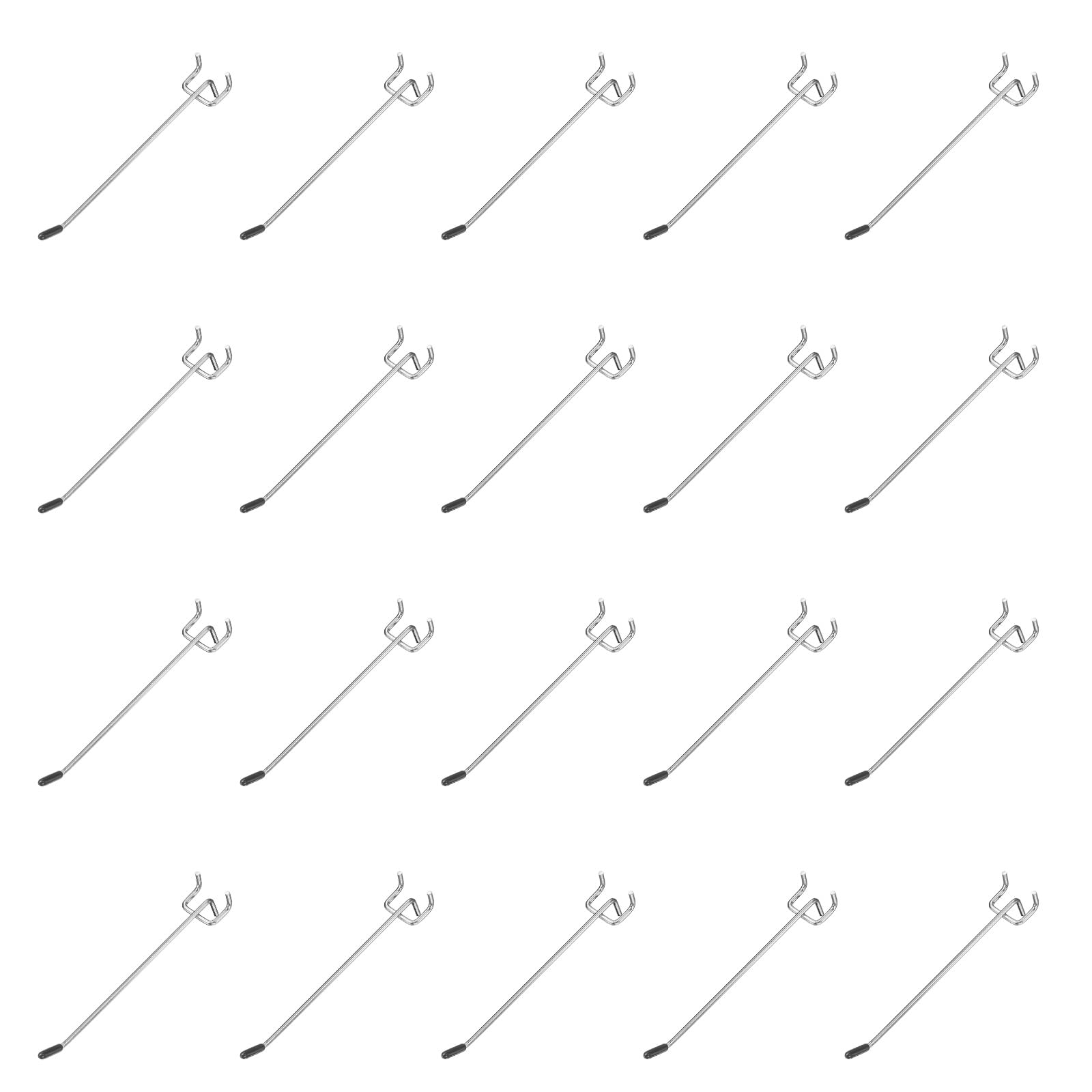 sourcing map 20Pcs Pegboard Hooks, 5.9 in L Shape Pegboard Wall Hook Heavy Duty Peg Board Shelving Hook 0.16" T Fit 1" Hole Pegboard for Wall Organizing, Garage, Kitchen, Store, Silver