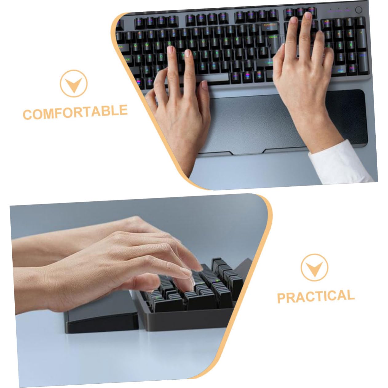 jojofuny Poggiapolsi Multifunzione per Tastiera e Mouse, in Abs e Gomma, Nero, con Base Antiscivolo e Angoli Arrotondati per Ufficio