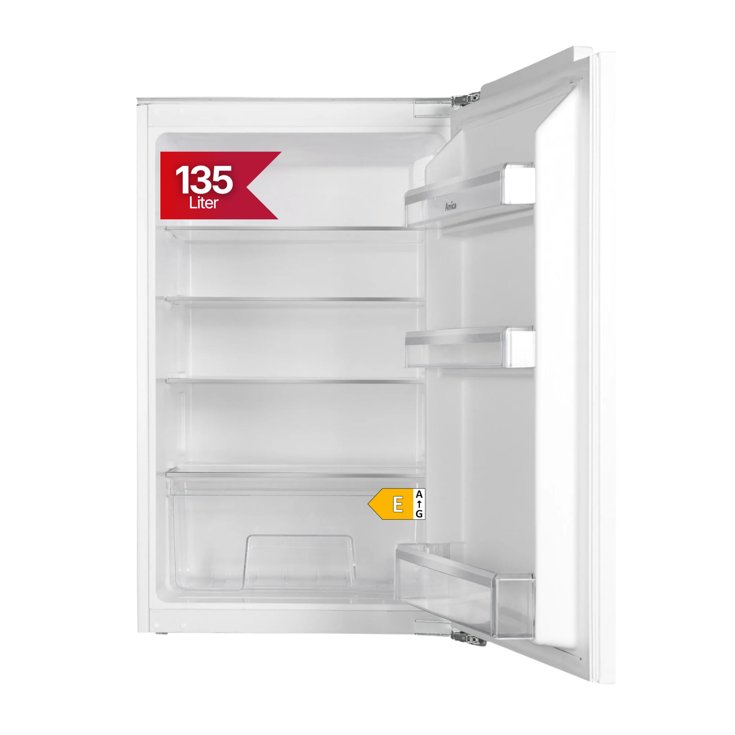 Amica Einbau‑Vollraum‑Kühlschrank Festtür‑Technik 880 mm Nische elektronische Steuerung Inverter‑Motor LED Beleuchtung 87,1 x 54 x 54 cm – Einbaukühlschrank