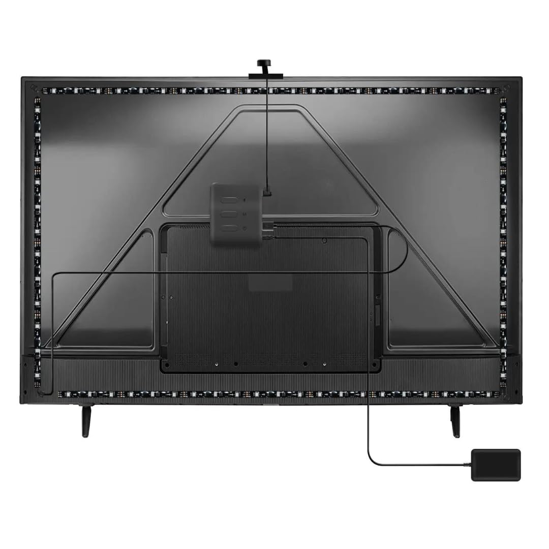 SPACE DOG Retroilluminazione TV LED Smart con fotocamera, sincronizzazione per TV da 140-165 cm, lunghezza 3,8 m, striscia LED TV Wi-Fi RGBICW, controllo vocale e app (3,8 m (per TV da 140-165 cm))