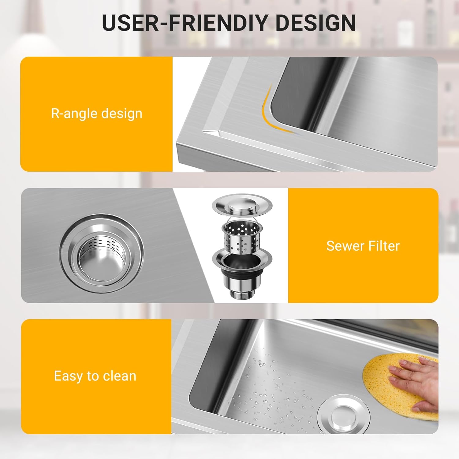 21"x21"x33" Stainless Steel Utility Sink, Free Standing Single Bowl Commercial Sink, Heavy Duty Utility Tub for Restaurant Laundry Room Bathroom Garage Garden