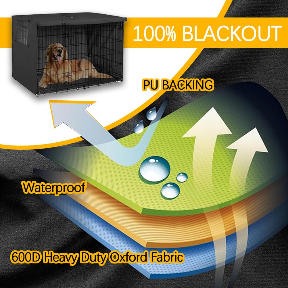 Copertura resistente per trasportino per cani con tende a rullo coperture per trasportini 600D finestre con rete di ventilazione universale solo copertura,Nero,107×71×76cm