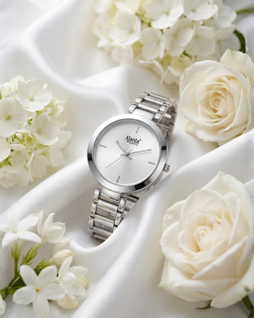 Ajanta Quartz Orologio analogico da donna casual, AWC043MSL, argento, Orologi al quarzo