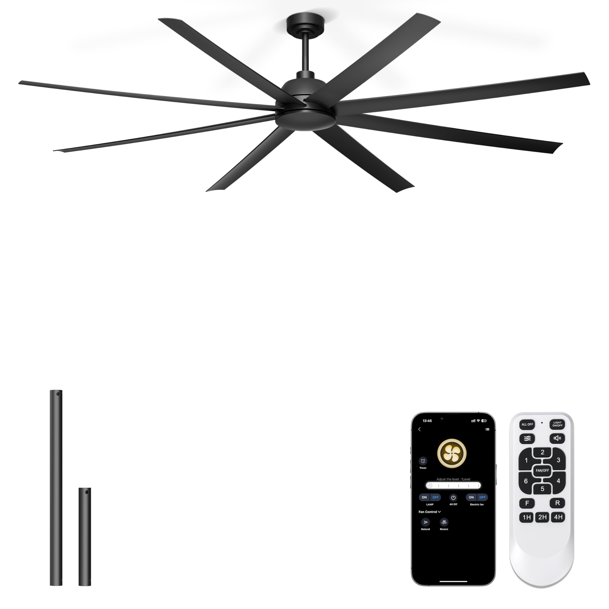 Phylluz 84'' Ceiling Fans No Light - Remote & APP Control, Large Phylluz 84'' Ceiling Fans No Light - Remote & APP Control, Large