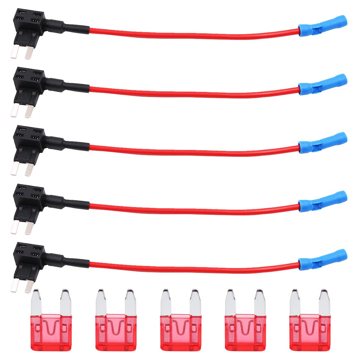 5 PCS 12V 24V Mini Fuse Holder Circuit Fuse Tap Fuse Holder Box with 10A Circuit Mini Blade for Car and LED（Mini）-image-33