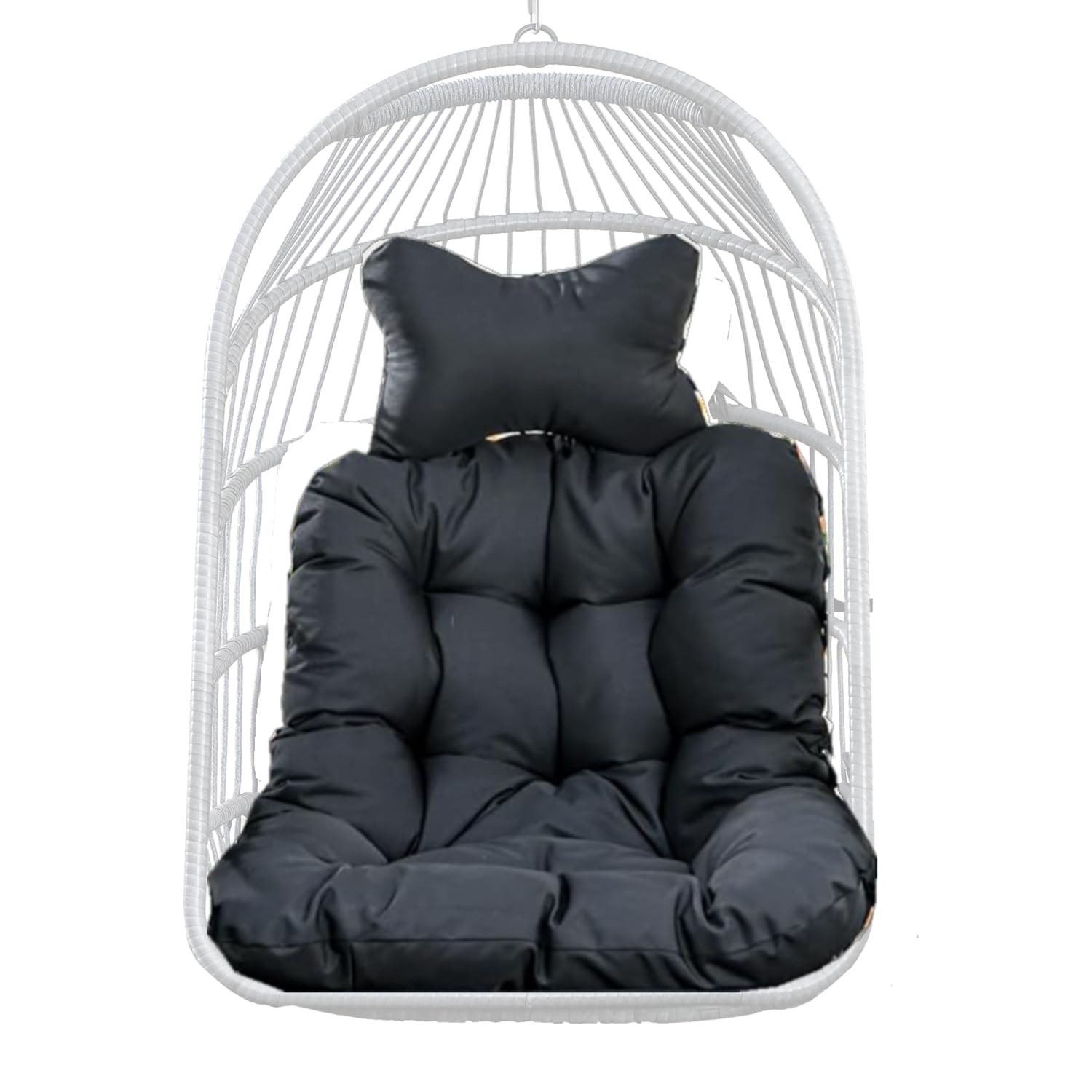 Hängesessel Kissen, Auflage für Polyrattan/Rattan Hängeschaukel Outdoor, Polster, Hängekorb, Sitzkissen Polster für Hängesessel, Schaukelkissen Rückenkissen 75x100cm (Schwarz)