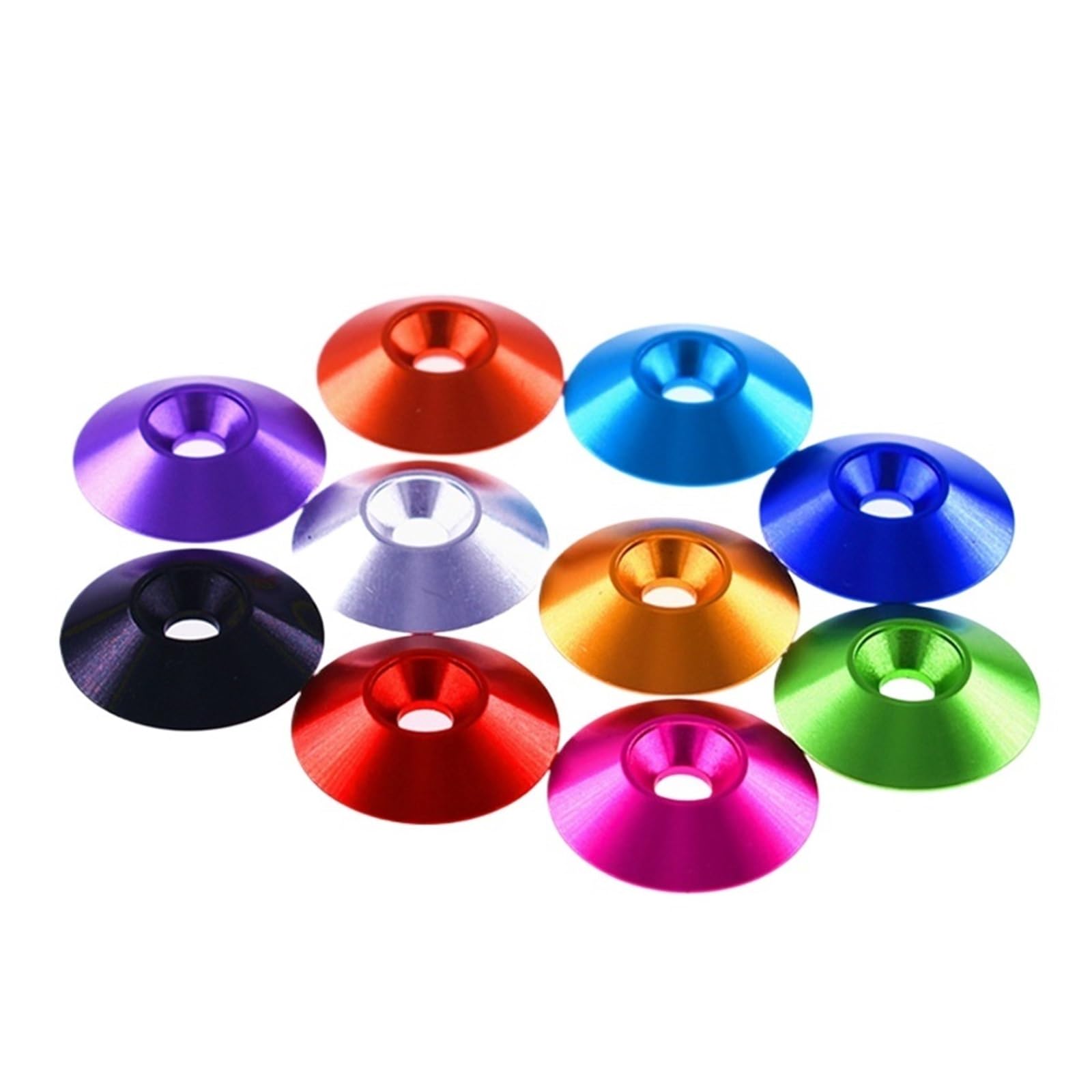 Arandelas de cabeza plana, Arandelas avellanadas, 5 piezas M2 M2.5 M3.5 M4 Tornillo de cabeza plana con forma de paraguas avellanado de aluminio de colores Junta de arandela de ranura decorativa cónic