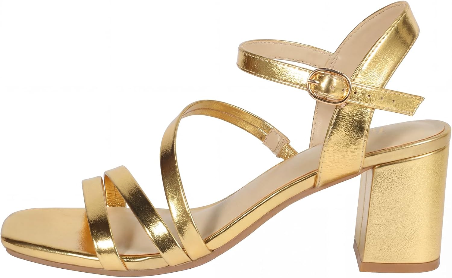 Jussy Women's Chunky Block Strappy Heeled Sandals Square Open Toe Mid Heels image 4