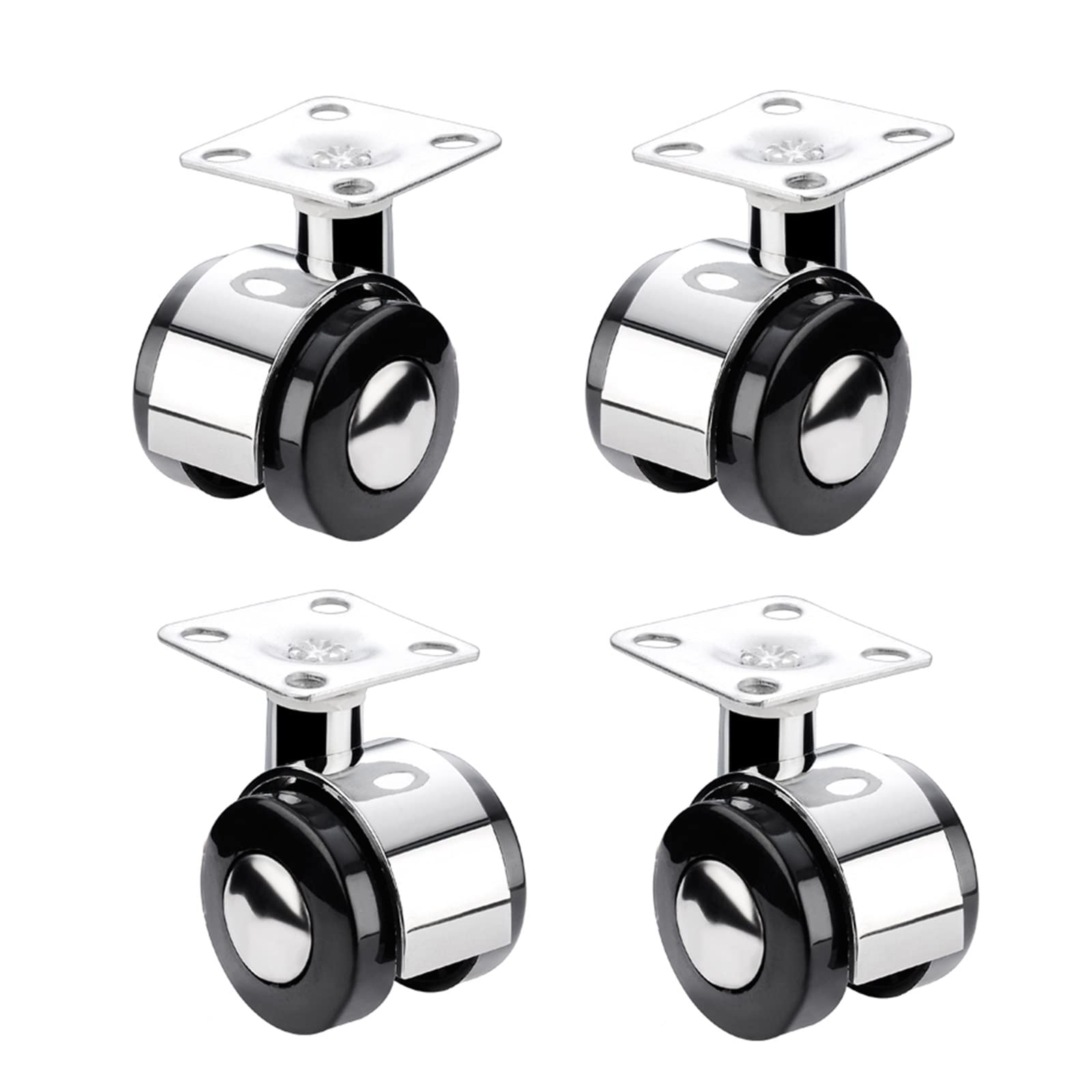 Zguouzantye Chrome 4 Pack 40Mm Swivel Casters Wheels For Furniture