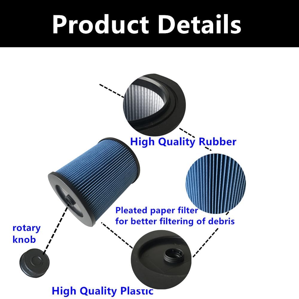 2 Pack Amigriki 17907 Replacement vacuum HEPA filter compatible with 17907 9-17907 Wet Dry Vacuum replacement Filter Fine Dust Collection