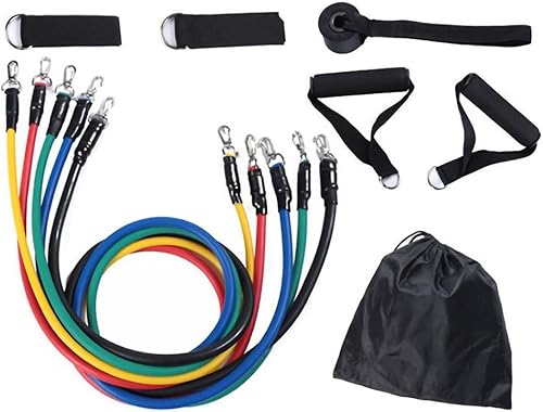 Juego de bandas de resistencia multifuncionales elásticas para ejercicio con asas para hombres y mujeres, fitness, entrenamiento, gimnasio en casa