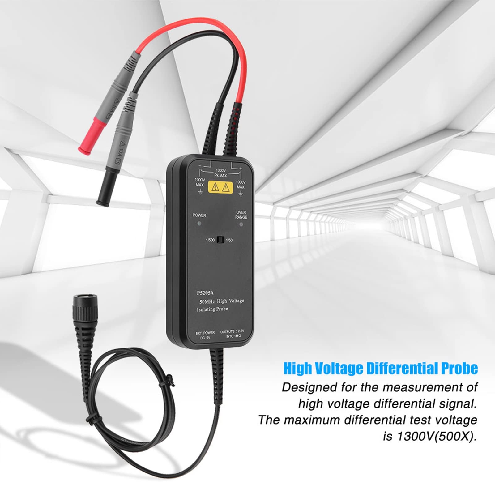 ANKROYU P5205A 50MHz/100MHz Differential Probe, Attenuation Rate Oscilloscope Probe Kit, Oscilloscope Differential Probe for Floating Measurements