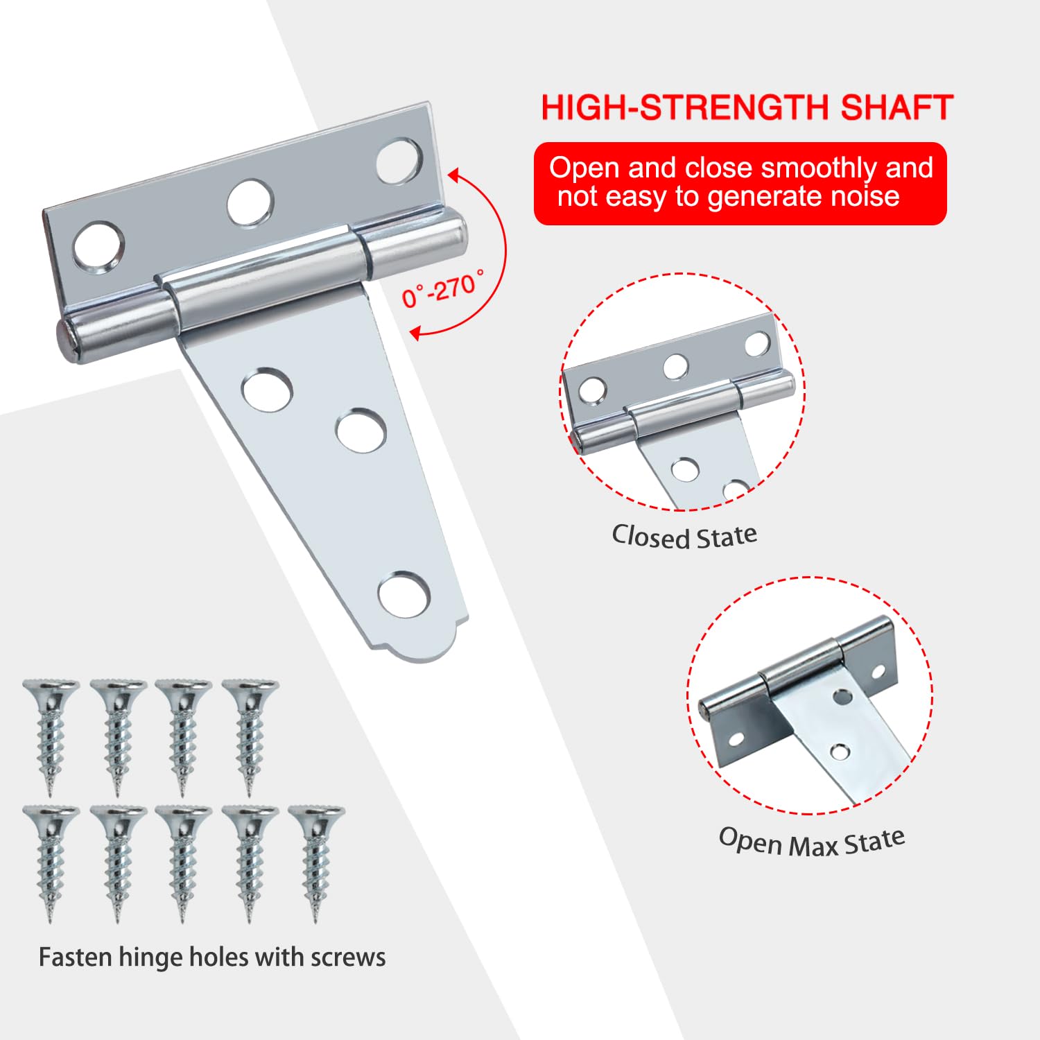 Cerniere A T YIXISI - 4 Pezzi 50mm Per Porte Finestre, Con Viti, Nero, Metallo Resistente - Foto 3