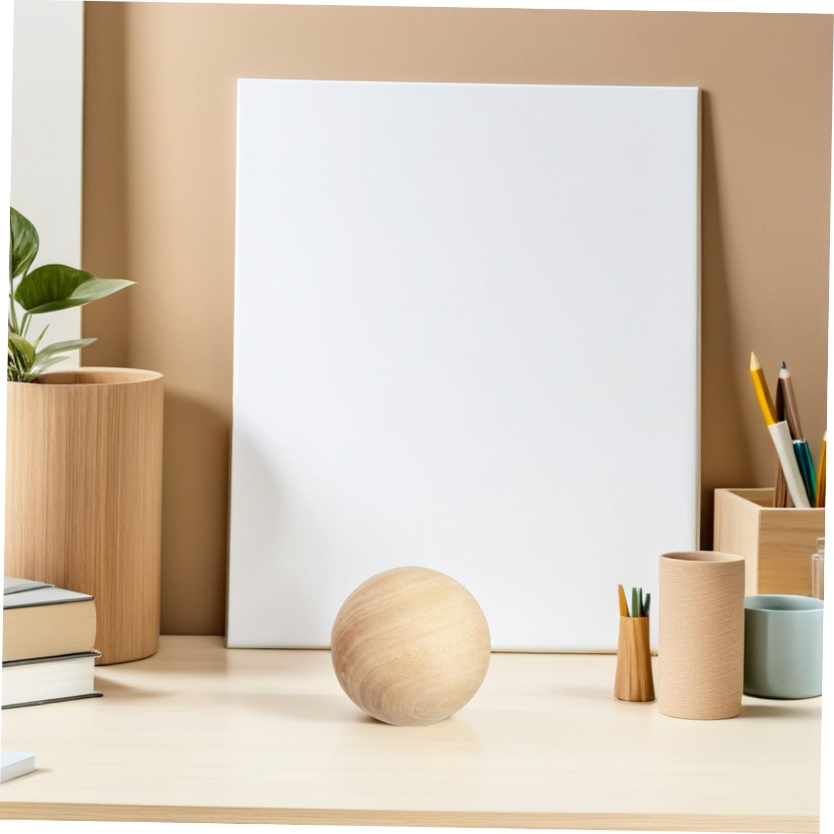 Bola de Madera Lisa de 9cm, Esfera Maciza sin Pintar, 2 Uds