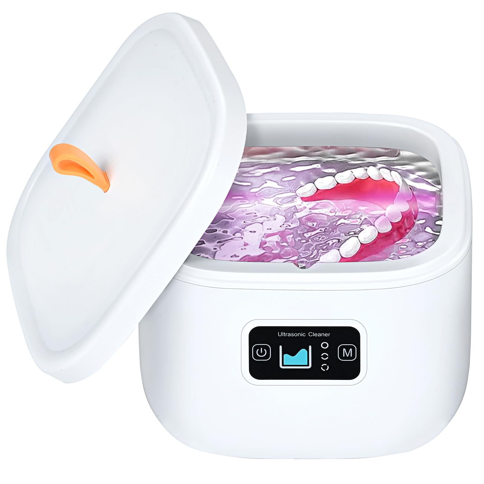 Ultrasoon reinigingsapparaat voor retetainer, kunstgebitten, mondbescherming, aligner, whitening Ultrasoon reinigingsapparaat voor retetainer, kunstgebitten, mondbescherming, aligner, whitening