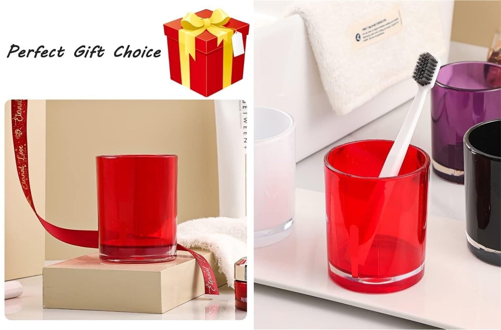 Set di accessori per il bagno Acrilico con dispenser di sapone, porta spazzolino, bicchiere, decorazione costiera (viola) Arredamento per gli affittuari(Red-5)
