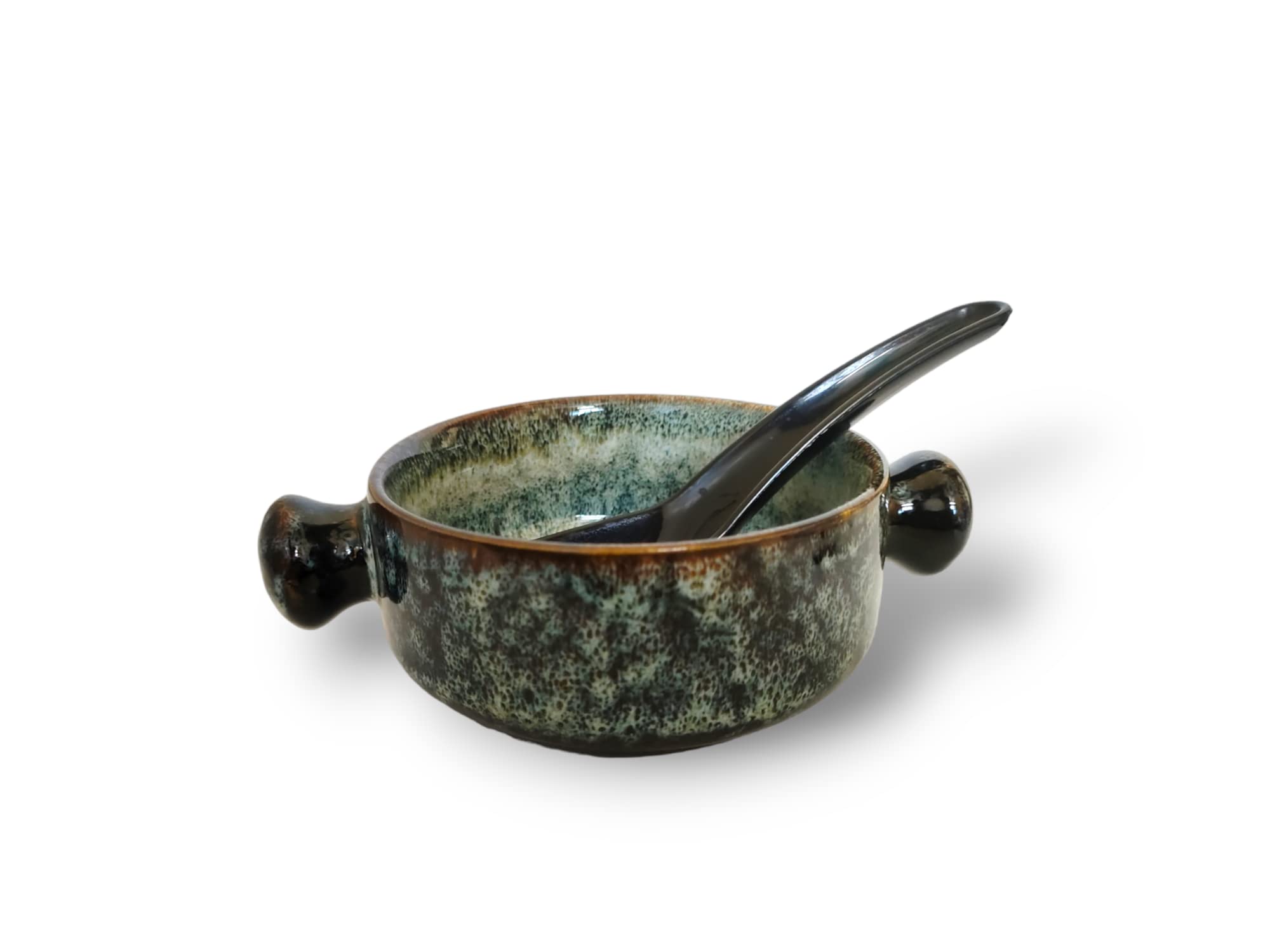 SMG creations Soup Bowl with Handle, Ceramic Bowl with Spoon Set of 2 | Ceramic Serving Bowl Set for Soup, Cereal or Nasta | Classic Premium Design