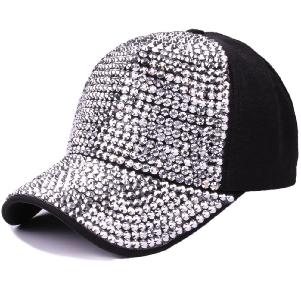 Sombreros de Béisbol Brillantes, Gorra de Béisbol Ajustable con Cristales de Diamantes de Imitación para Mujer