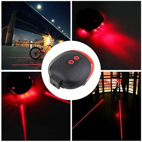 Miniatura 4 de Bicicleta 2 láser 5 LED lámpara luz trasera intermitente ciclismo bicicleta cola seguridad advertencia
