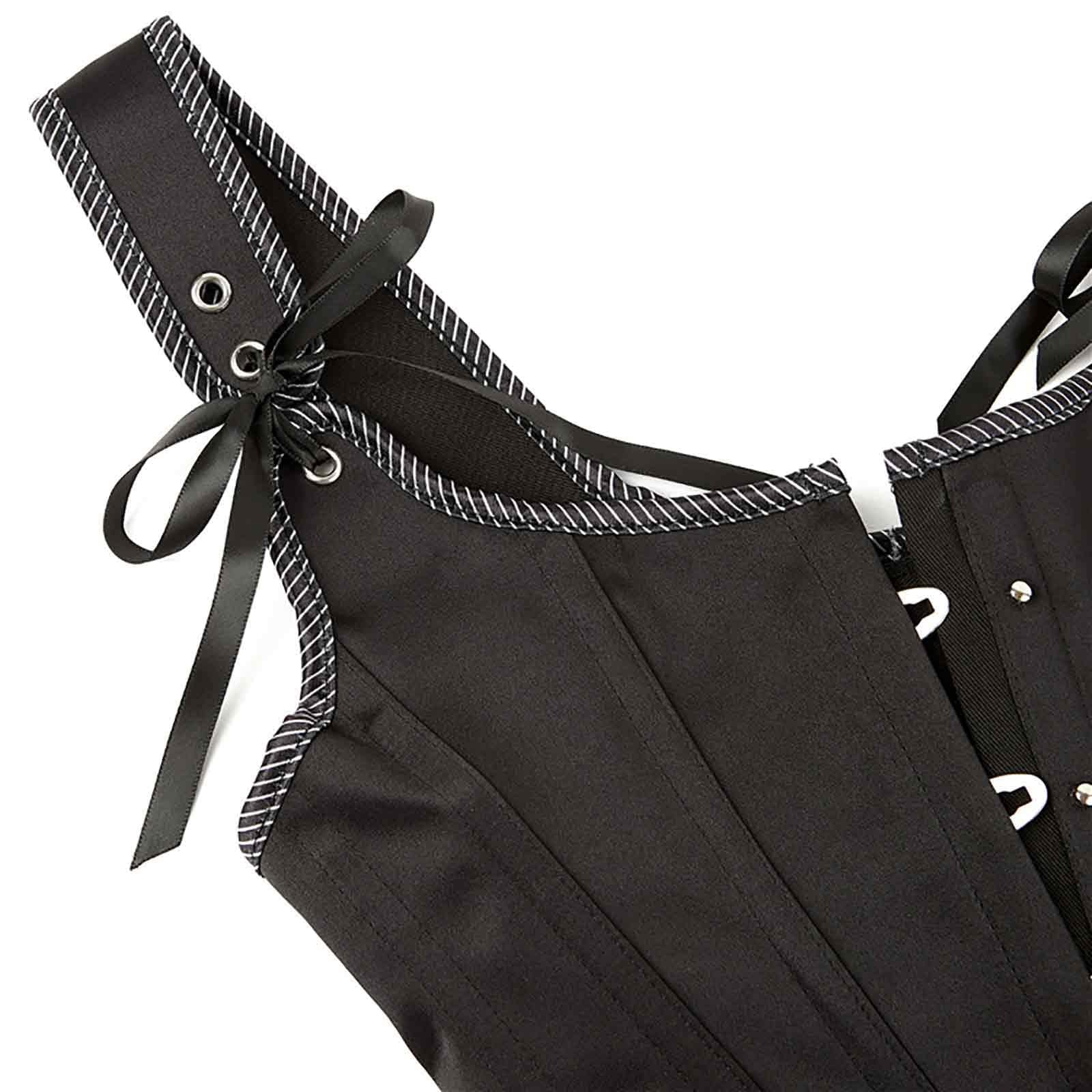 Korsetten voor dames, korsetten met bandjes voor dames, zwart, overbuste korset, grote maten, jacquard veterkorset, rits, top, vintage korset, bustier voor dames, vetersluiting, uitgebeend, overbuste