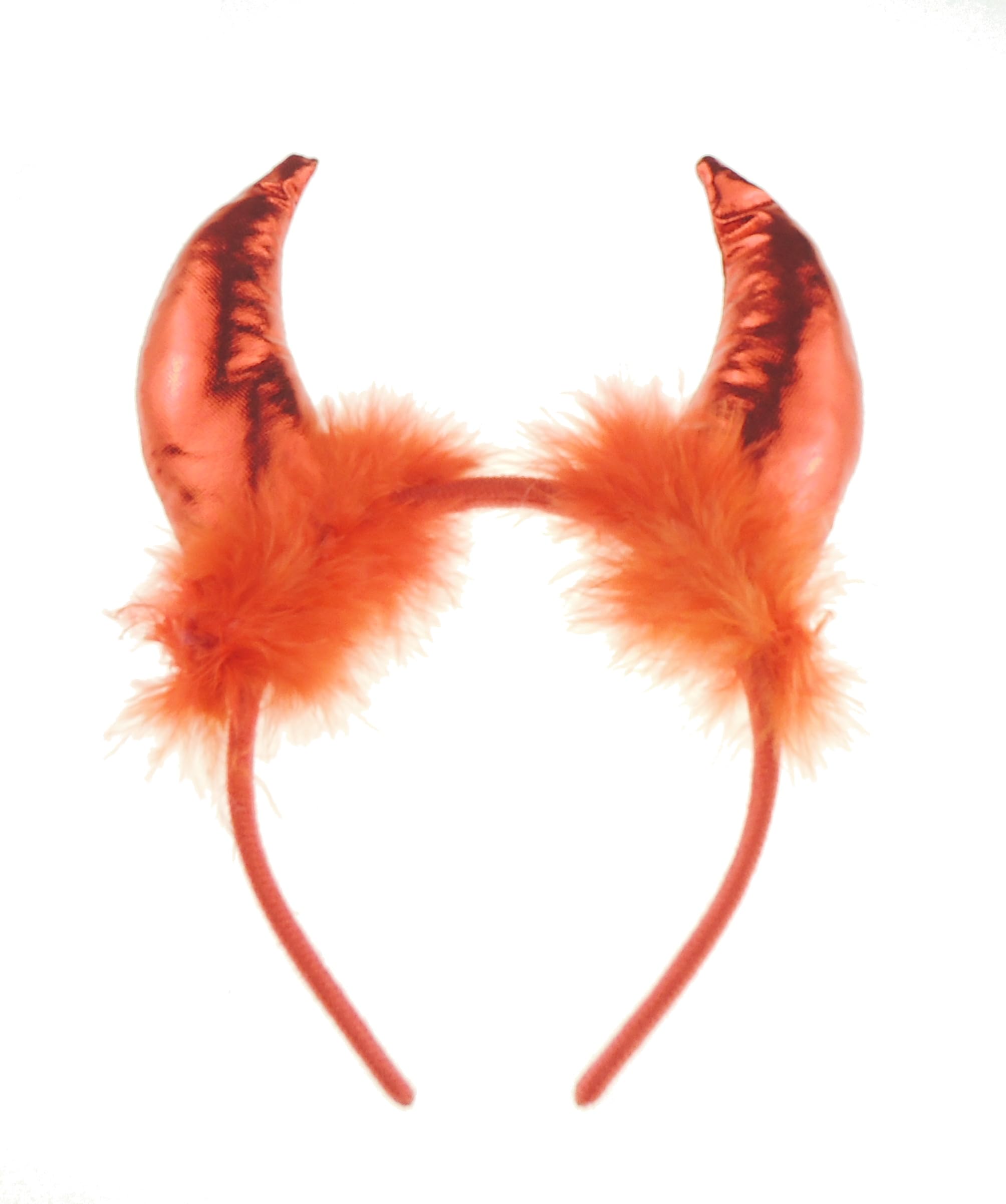 Glamour Girlz Womens Girls Mens Fancy Dress Up Party Role Play Costume Hen Do Halloween Deely Deeley Bopper Animal Headband Hairband Hair Alice Band Goth Steampunk Satan Fluffy Devil Horns (Red)